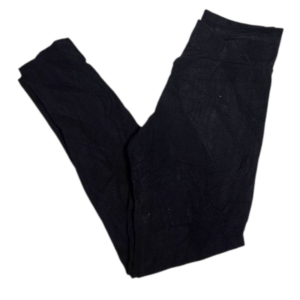 BOOTY BY BRABANTS black textured crossover high rise workout legging pants S